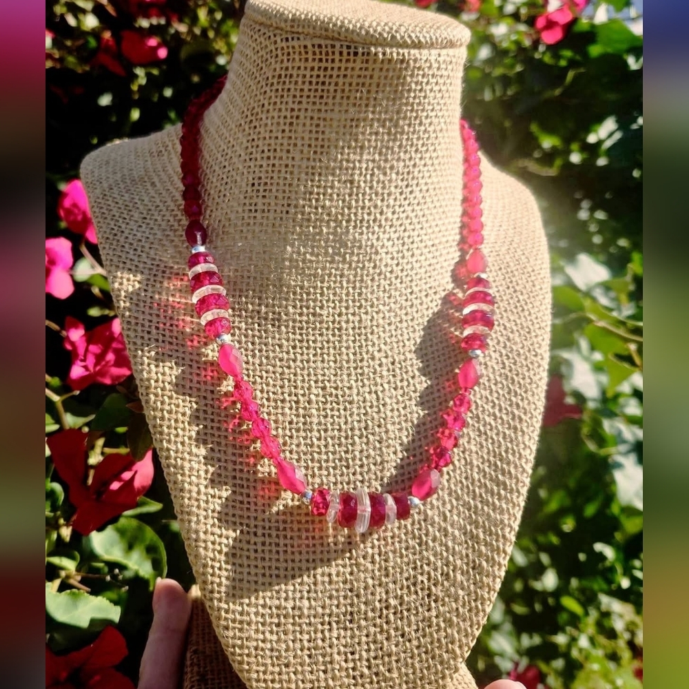 Vtg Czech Crystal and Glass Necklace